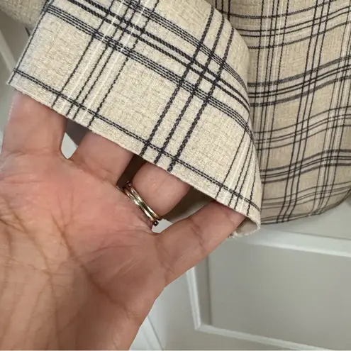 T Tahari Tahari Plaid Faux Suede Blazer NWT size Small Open Front Longline Beige Black