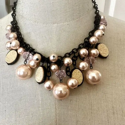 Ny Collection faux pearl pink beaded cluster necklace