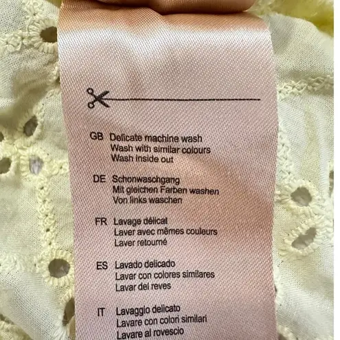 Scotch & Soda Wrap Top Women's XS Yellow Cotton Peplum V-Neck Puff Sleeve Eyelet