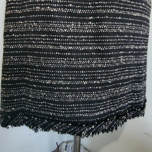 I.C. Design Black White Tweed Boucle Fringe Skirt Size 8