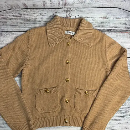 Miu Miu 100% Cashmere Cardigan w/ Detachable Pink Faux Fur Collar – Size 38 (Sm)