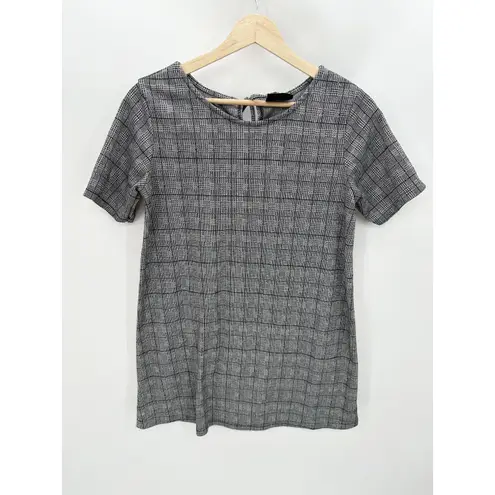 Victoria R Top Women SIZE M Black Plaid Short Sleeve Keyhole Tie Back Clueless Size M