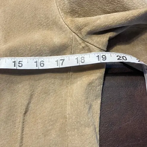 A.M.I. Leather Jacket Tan Brown Suede Button Up Womens Medium Career