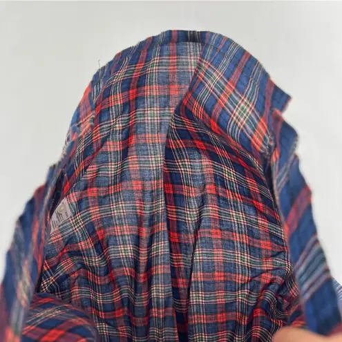 Trovata Birds Of Paradis Marianne Soft Cotton Plaid Ruffle Sleeve Button Up Top Red Size XS