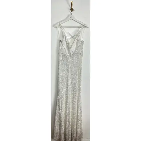 La Femme  Sequin Sleeveless Gown in White Size US 10