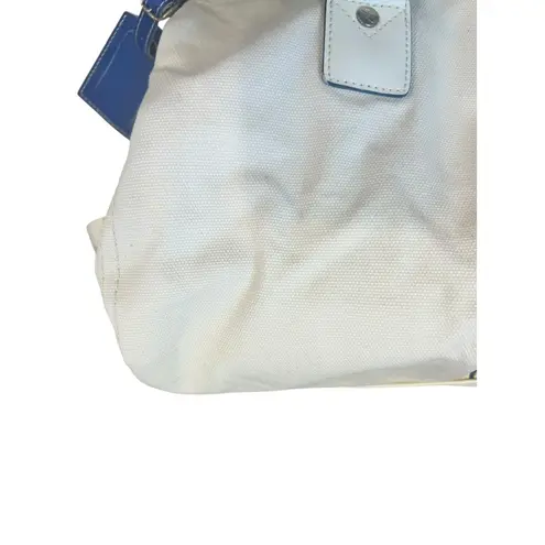 Diane von Furstenberg DVF Weekender Travel Duffle Bag Canvas Beige And Blue