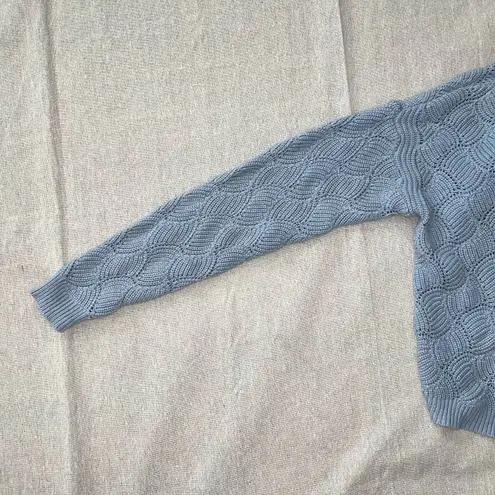 Sincerely Jules | Blue Wavy Knit Cropped Cardigan | Large