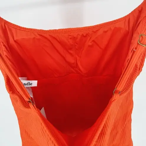 ANDIE The Longline Tank Tankini In Ribbed Siren Orange Med NWT