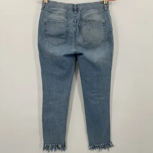 Free People  Jeans Distressed Ripped Great Heights Frayed Fringe Skinny Size 26