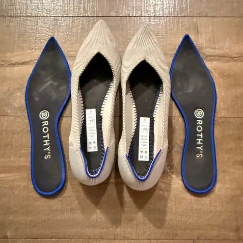 Rothy's The Point Flats Light Grey Knit Women's Size 8.5 Comfort EUC Rare Work