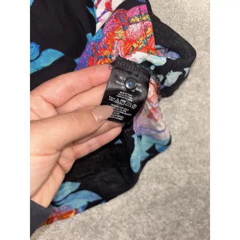 Maeve by Anthropologie Woodland Walk blouse black With Floral Cinch Waist 0