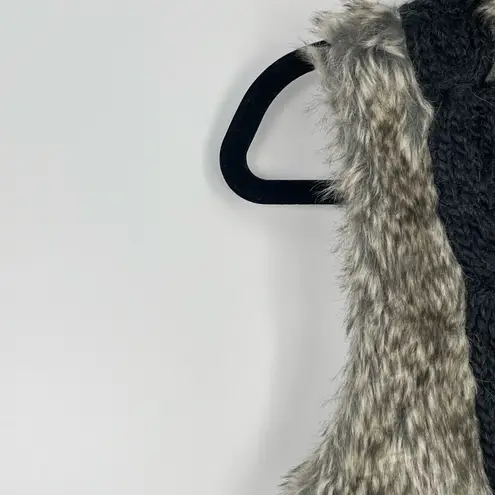 Fenn Wright Manson Women's Brown Faux Fur Knit Textured Full Zip Vest Size M