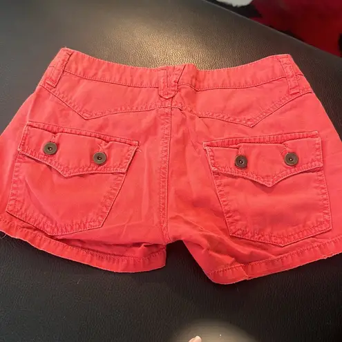 ZARA  red distressed denim shorts