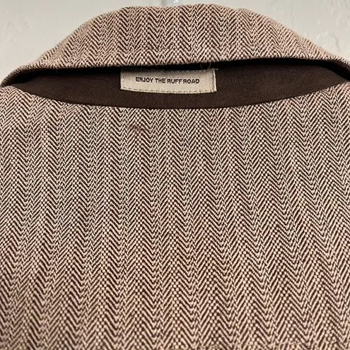 Rough Hewn 100% Cotton Tweed Lined Blazer, Faux Suede Patches, Buttons, Size S