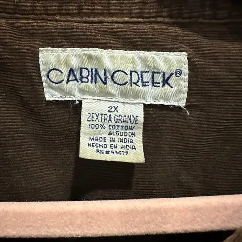 Vintage Cabin Creek Barn Coat Army Green Corduroy Trim Classic Preppy 2XL Size XXL