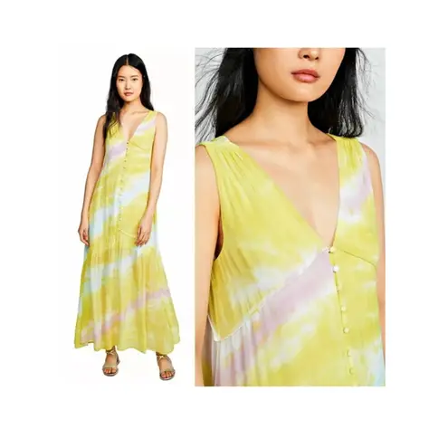 Young Fabulous and Broke  YFB Raquel Tie Dye Maxi Dress in Zest Ripple Wash Sz S