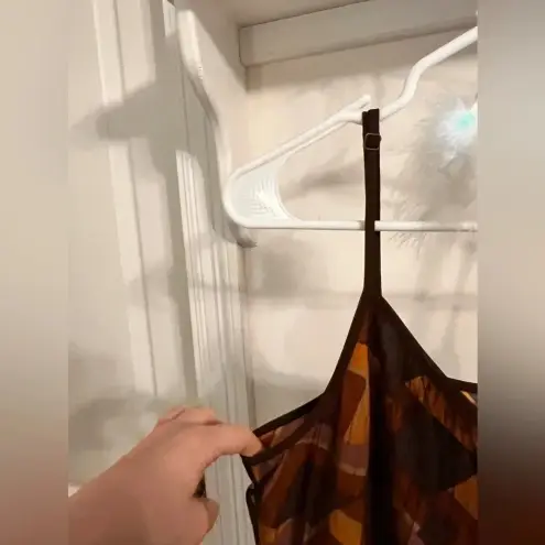 Fossil FINAL
PRICE  Brown Mesh Geometric Printed Dress