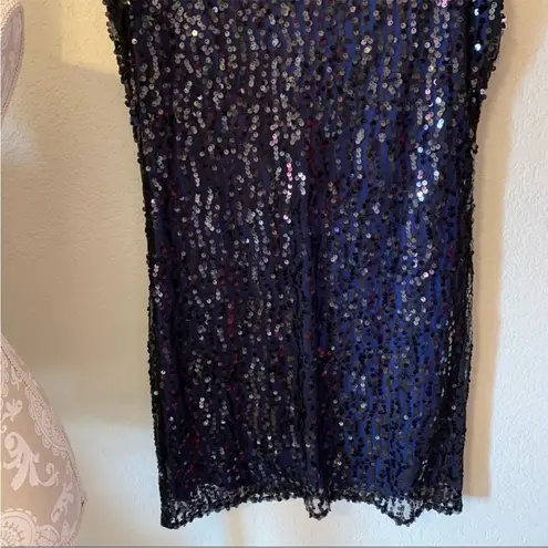 Laundry by Design Black and Blue Sequin Formal Shift Dress