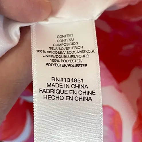 WAYF NWT Felicity Floral Pink Midi Dress in Coral Pink Hibiscus, Small