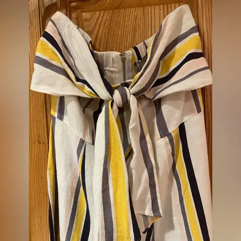 Gypsies & Moondust Striped Linen Cropped Wide Leg Strapless Jumpsuit Size 5