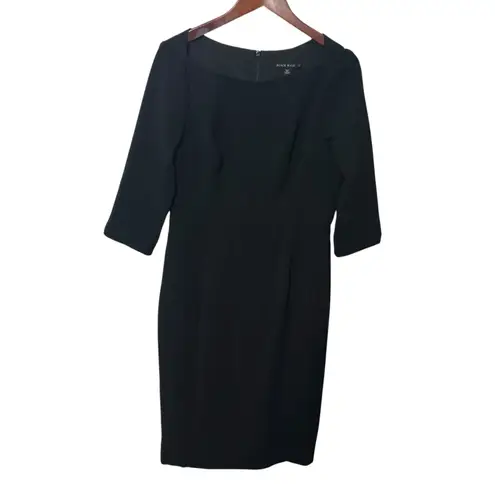 Black Halo Marissa Sheath Dress Women’s Size 12 Black Fitted 3/4 Sleeve Elegant