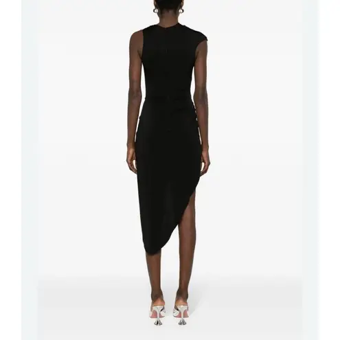 David Koma satin draped midi dress women Black Rhinestone Size 10