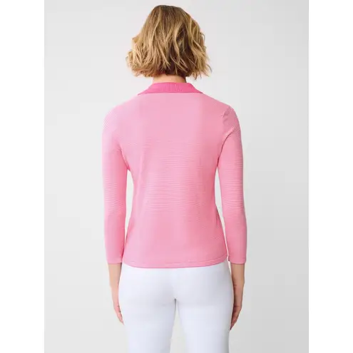 J. McLaughlin Fairfax Sweater Small Pink Egret White Stripe Cotton Modal Stretch