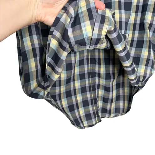 Kostym Plaid Short Sleeve Button Front Shirt Dress or Tunic Blouse Size XS