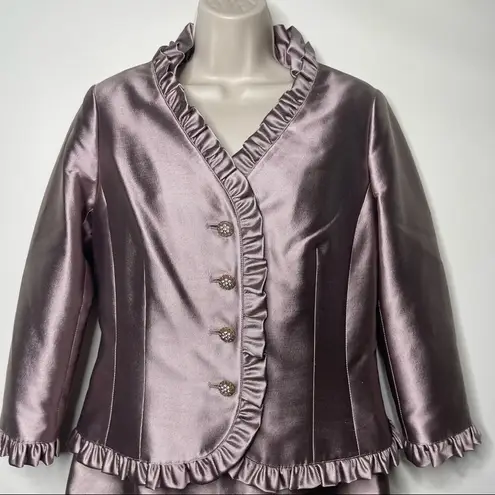 Rickie Freeman for Teri Jon Vintage metallic lavender silk blend dress sz 8