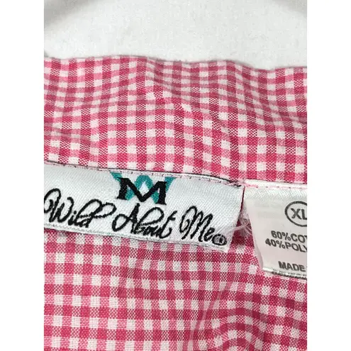 Wild About Me Womens Pink Gingham Pajama W/Pink Trim Top Pants Sleepwear XL