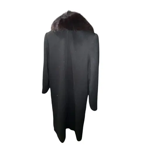 Vintage 100% Black Wool Coat Genuine Fox Fur Collar Fashions by JILL 60s Made US Size undefined