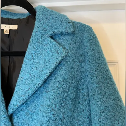 CAbi  Teal Boucle Wool Blend Jacket Size 6 Cropped Tailored Chic Coat Preppy - Image 4