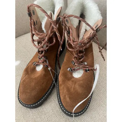 BERNARDO STUDIO Womens Dasher Hiker Faux Shearling Suede Boot, S75 Brown Size 8