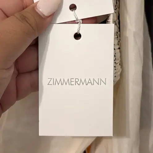 Zimmermann New Cream Black Draw Waist Silk Wide Leg Pants Trousers Size Small 1 - Image 7