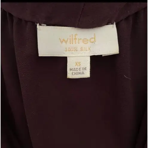 Wilfred  Aritzia Silk Sabine Faux Wrap Tie Dress Cardamom Burgundy XS