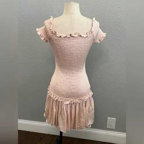 Donna Mizani Off The Shoulder Lolita Blush Pink Mini Dress Size Small EUC