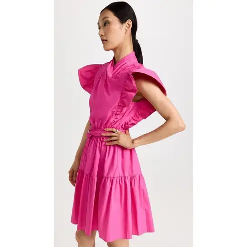 Derek Lam 10 Crosby Finne Ruffled Wrap Tiered Mini Dress in Pink 38 Womens