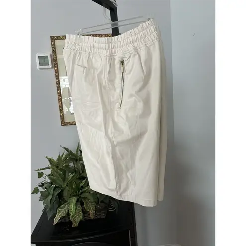 Makobi Shorts PU Beige 4XL Drawstring And Elastic Waist Pocket With Zipper Size 4X - Image 6