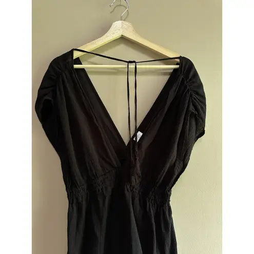 Kona Sol Sz Medium Gauzy Black 100% Cotton Dress Back Tie Swimsuit Coverup Beach