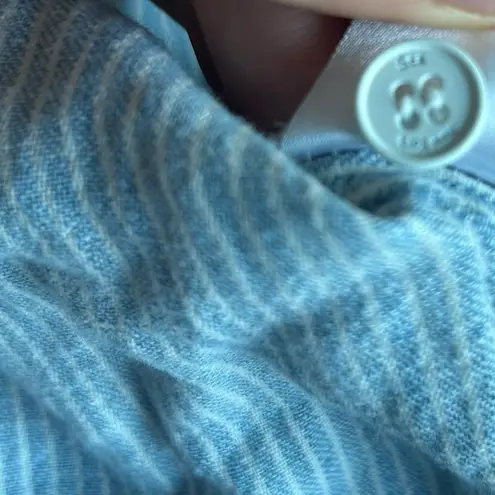 Sea New York Striped Blue Denim Jumpsuit Distressed Size 0 Sleeveless