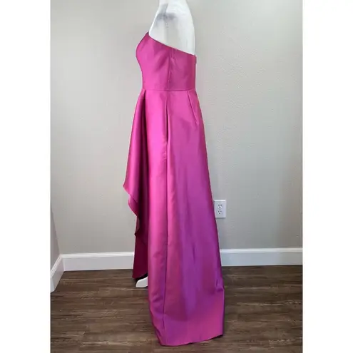 Alfred Sung  Tea Rose Pink Strapless High Low Satin Twill Formal Gown Size 6 NWT