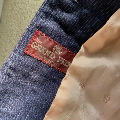 Grand Prix 100% wool English Equestrian pinstripe show coat Blue Size 12