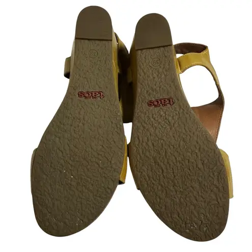 Taos Sheila Yellow Leather Wedge Sandals Women's 8.5 EU 39 Comfort Portugal