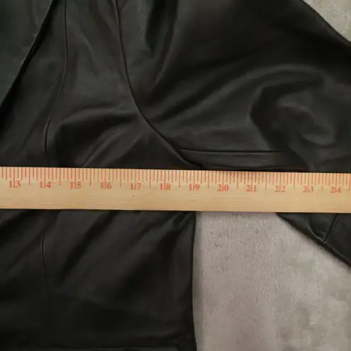 Kasper Dark Grey Leather One Button Blazer Women's size Large Office Classic Gray