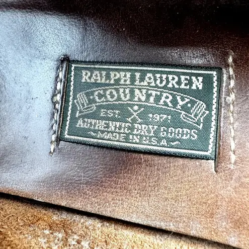 Ralph Lauren Vintage  Country Buckle Loafers Slip On Round Toe Heel Suede Brown 9