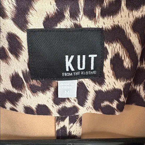 Kut From The Kloth Like New  Leopard Print Draped Moto Jacket Top Medium - Image 3