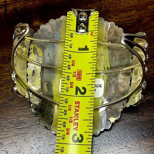 Sterling Silver Petit Point Gemstone and Handcrafted Native American Navajo Cuff