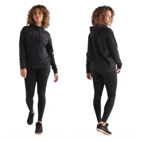 Nobull Performance Hoodie Women’s L Black Drawstring Fleece Lined