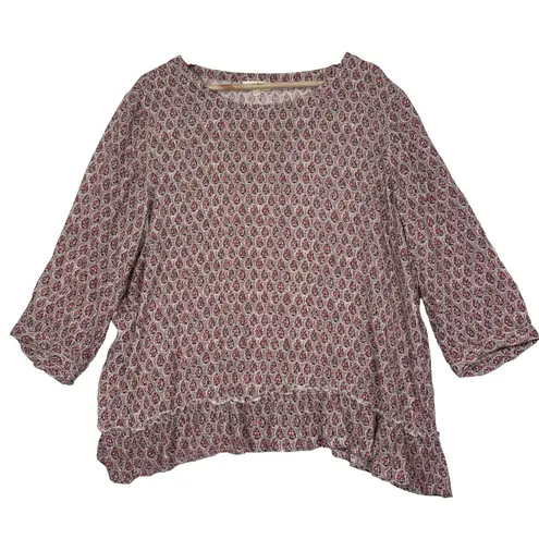 Fat face Top Womens 14 3/4 Sleeves Peplum Boho Feminine Relaxed Fit Comfy Flowy