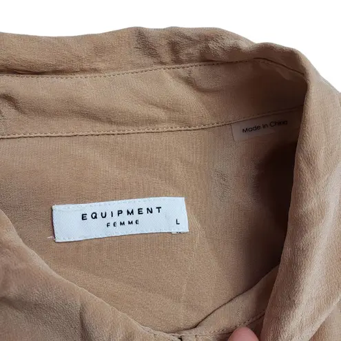 Equipment Femme Shirt Womens Large Silk Blouse Carmel Button Up Classic